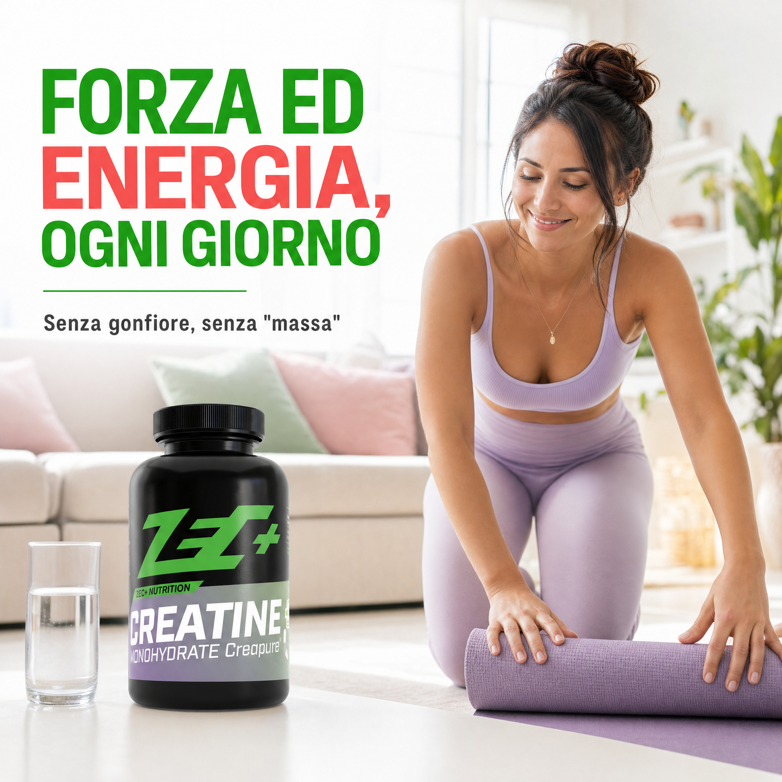 ZEC+ CREATINA MONOIDRATA CREAPURE 180 capsule — infografica 5