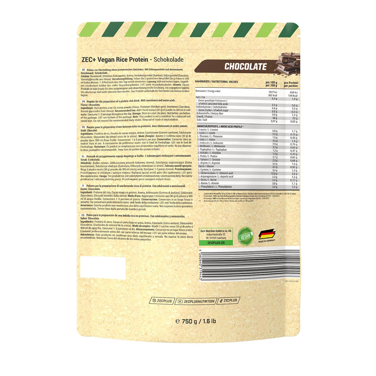 ZEC+ VEGAN RICE PROTEIN 750g