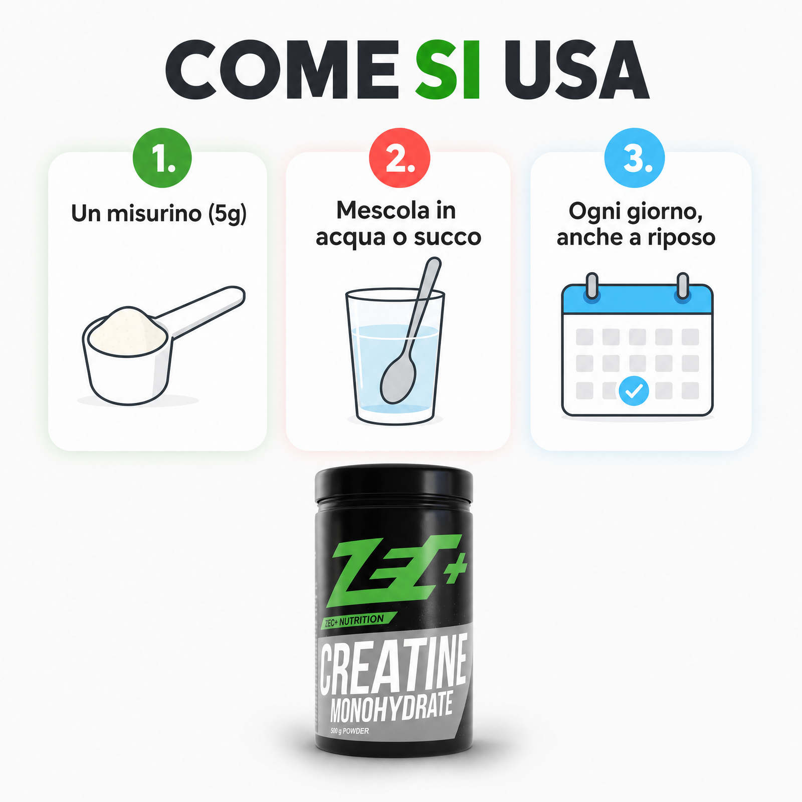 ZEC+ CREATINA MONOIDRATO 500g — infografica 2