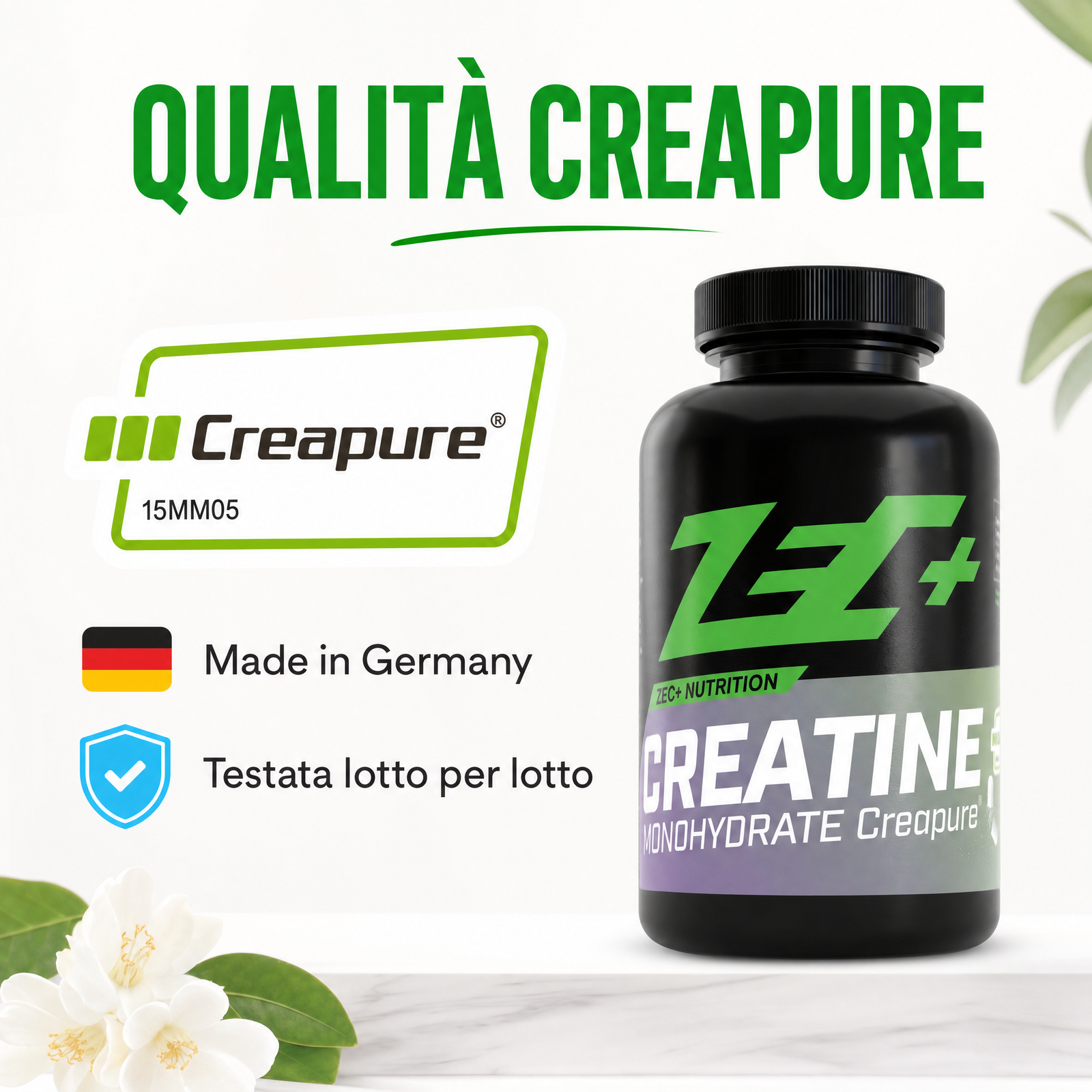 ZEC+ CREATINA MONOIDRATA CREAPURE 180 capsule — infografica 2