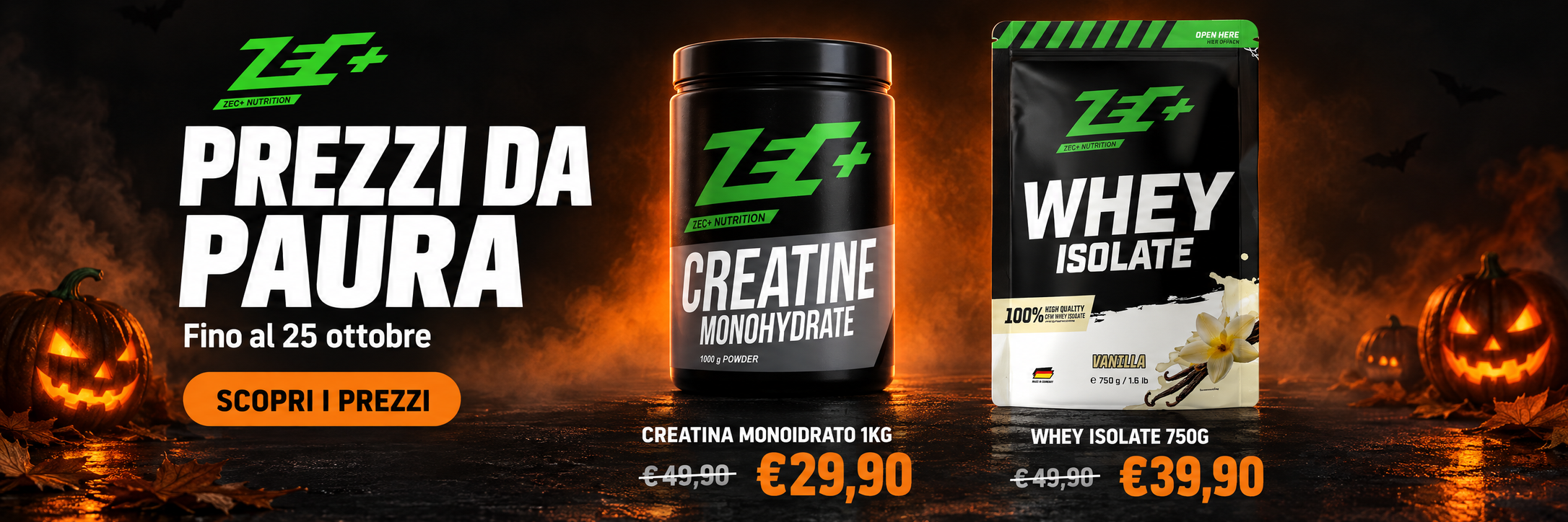 Prezzi da paura: Creatina 1kg €29,90 e Whey Isolate €39,90 fino al 25 ottobre